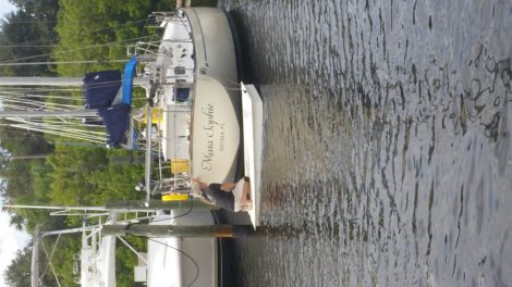"Maia Sophie" Coast Guard registered boat lettering installed in Ozona FL