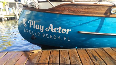 Coast Guard boat name installed on canoe hull in Apollo Beach FL
