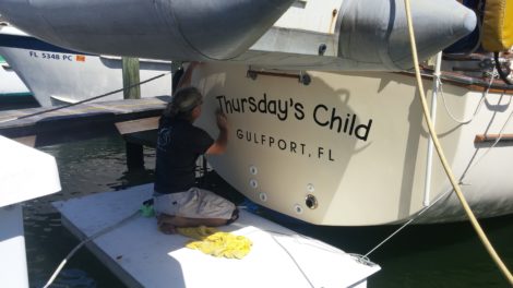 Coast Guard registered boat lettering installed locally in Gulfport FL