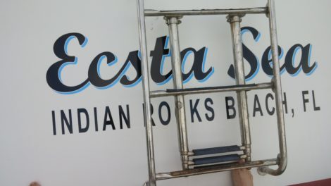 "Ecsta Sea" Coast Guard documentation boat lettering installed in Indian Rocks Beach FL