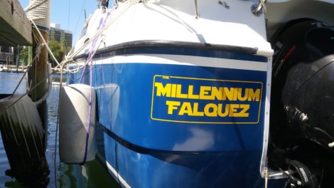 Boat name installed on MacGregor sailboat in Tampa FL