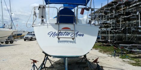 Vinyl book name installed at Shell Point Marina, Ruskin, FL