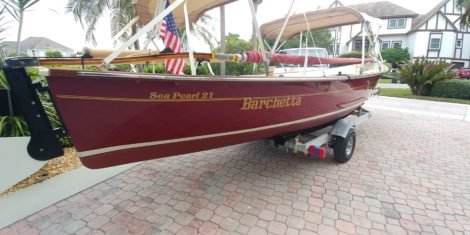 Custom lettering installed on C Pearl.... one sailboat in Tierra Verde Florida